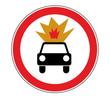 Дорожный знак 3.33 - Движение транспортных средств с взрывчатыми и легковоспламеняющимися грузами запрещено