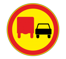 Дорожный знак 3.22 - Обгон грузовым автомобилям запрещен (временный)