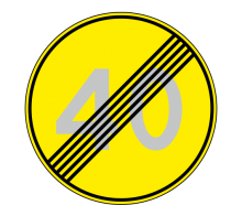 Дорожный знак 3.25 - Конец зоны ограничения максимальной скорости (временный)